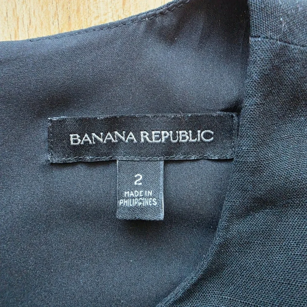 Banana Republic Black Linen Blend Wide Leg Sleeveless Belted Jumpsuit Womens 2